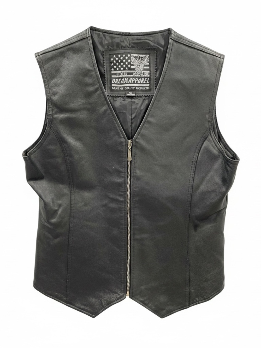 USA Bikers Dream Apparel Black Leather Vest Size XXL